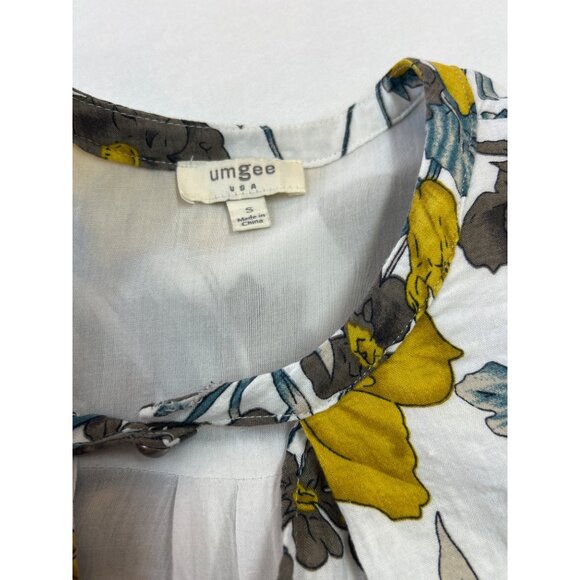Umgee Floral Print Sleeveless Tunic Mini Dress Womens S Yellow Gray Teal - Picture 9 of 11